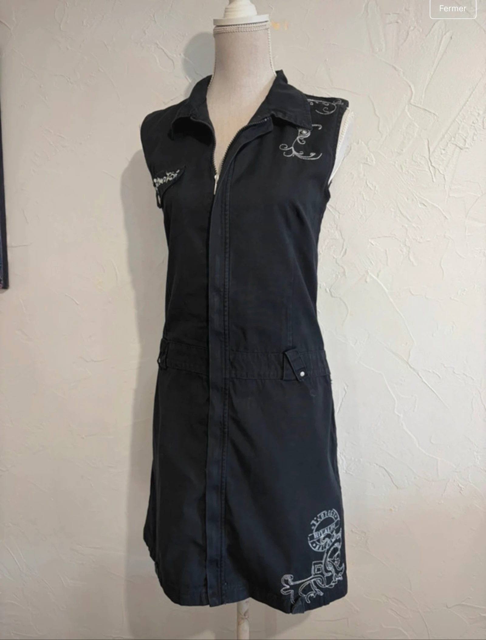 Vestido preto vintage com zíper anos 2000 tamanho 40 Rivaldi – photo 3